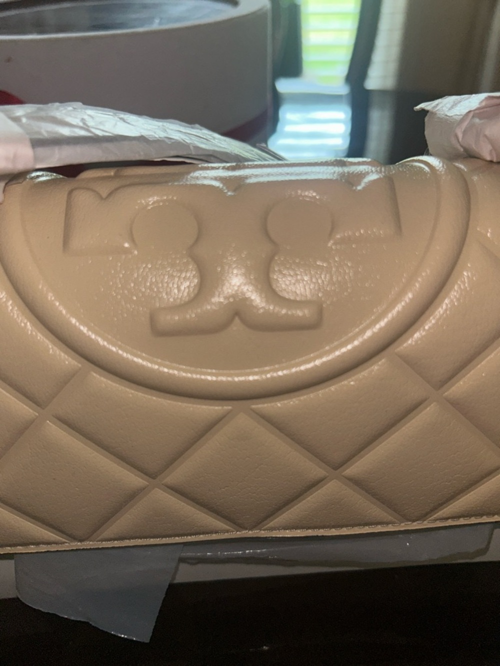 Tory Burch Quilted Leather Shoulder Bag in Beige - Picture 2 of 4